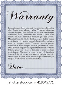 Warranty Certificate. Complex design. Printer friendly. Detailed. 