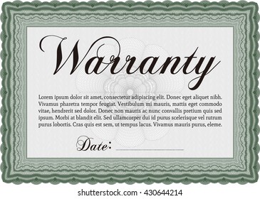 Warranty Certificate. Complex design. Printer friendly. Detailed. 