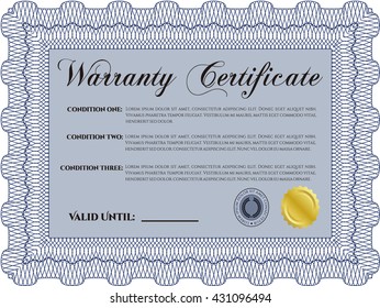 Warranty Certificate. Complex design. Printer friendly. Detailed. 