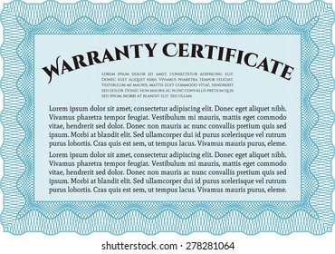 Certificado de garantía. Marco complejo. Con fondo. Muy Detallado. 