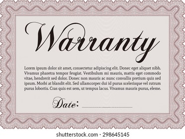 Certificado de garantía. Diseño de cuadro complejo. Con fondo. Muy personalizable. 