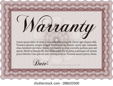 Certificado de garantía. Marco complejo. Diseño retro. Con un fondo complejo. 