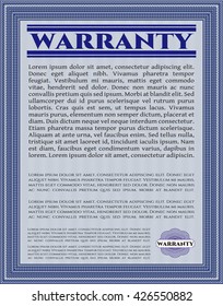 Warranty Certificate. Detailed. Complex design. Printer friendly. 