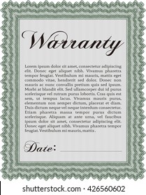 Warranty Certificate. Detailed. Complex design. Printer friendly. 