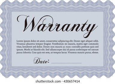 Warranty Certificate. Detailed. Complex design. Printer friendly. 