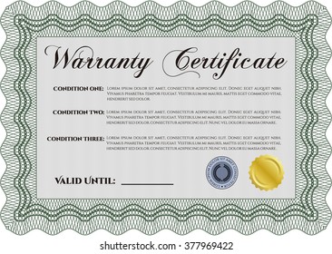 Warranty Certificate. Detailed. Printer friendly. Complex design. 