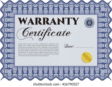 Warranty Certificate. Detailed. Printer friendly. Complex design. 