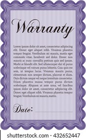 Warranty Certificate. Nice design. Printer friendly. Detailed. 