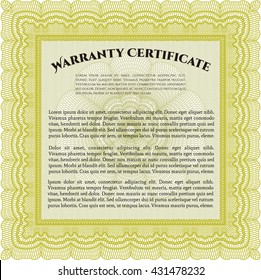 Warranty Certificate. Printer friendly. Detailed. Complex design. 