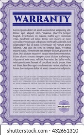 Warranty Certificate. Printer friendly. Detailed. Complex design. 