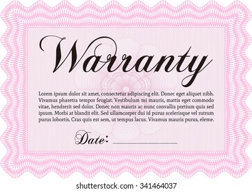 Warranty Certificate. Retro design. With sample text. With sample text. 