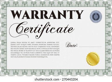 Plantilla de certificado de garantía
