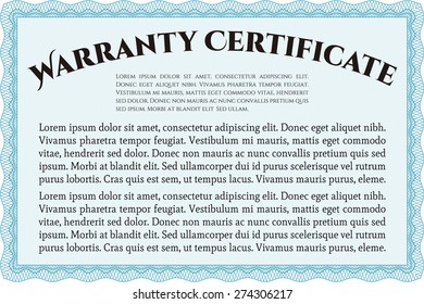 Warranty certificate template