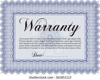Plantilla de certificado de garantía. Con fondo. Marco complejo. Muy personalizable. 