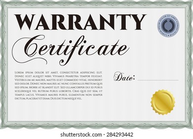 Warranty Certificate Template Complex Sky Blue Stock Vector (Royalty ...