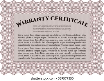 Plantilla de certificado de garantía. Con un fondo complejo. Muy Detallado. Diseño complejo. 