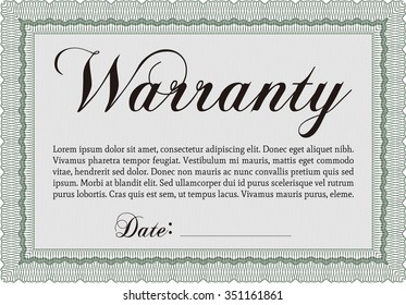 Warranty Certificate template. Complex frame design. Vector illustration. It includes background. 