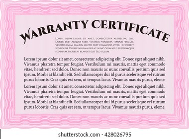 Warranty Certificate template. Easy to print. Nice design. Detailed. 