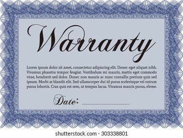 Warranty Certificate template. Very Customizable. Complex border. With sample text. 