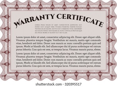 Warranty Certificate. Very Customizable. Complex design. With complex background. 