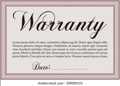 Warranty Certificate. Very Customizable. Complex border design. Easy to print. 