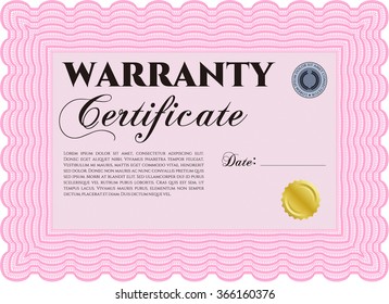 Warranty Certificate. Very Customizable. Complex design. With complex background. 
