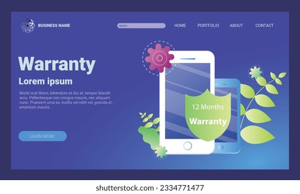 Warranty concept for website template or landing homepage design , vector illustration
