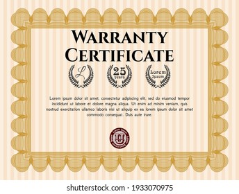 Warranty. Cordial design.  Printer friendly.  Detailed.  Orange color.