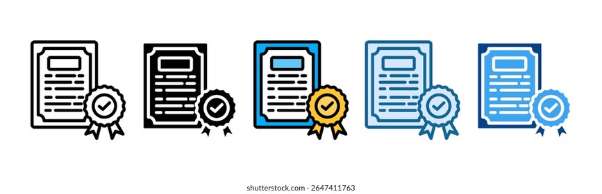 Ícone de documento de garantia Definir coleção de vários estilos
