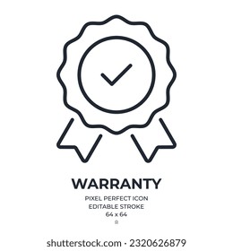 Warranty editable stroke outline icon isolated on white background flat vector illustration. Pixel perfect. 64 x 64.