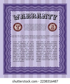 Warranty. Elegant design.  Complex background.    Violet color.