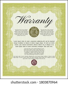 Warranty. Elegant design.  Printer friendly.  Vector illustration.  Yellow color.