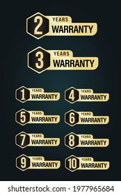 'warranty' golden elegant vector icon isolated on dark background
