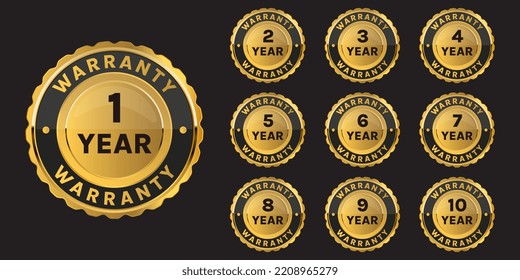 warranty golden label set vector