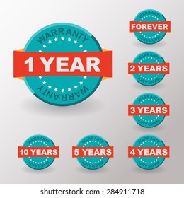 Warranty guarantee flat labels set with ribbon. Flat design. Vector illustration
