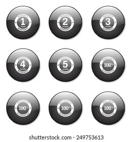 Warranty Guarantee Seal Black Vector Button Icon Design Set
