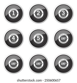 Warranty Guarantee Seal Black Vector Button Icon Design Set
