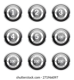 Warranty Guarantee Seal Black Vector Button Icon Design Set