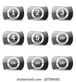 Warranty Guarantee Seal Black Vector Button Icon Design Set