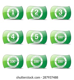 Warranty Guarantee Seal Green Vector Button Icon Design Set