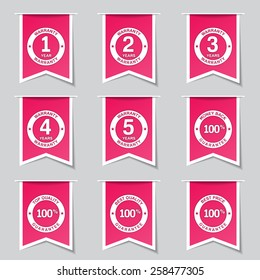 Warranty Guarantee Seal Label Vector Pink Icon Design Set