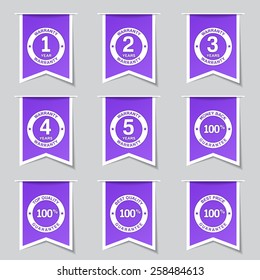Warranty Guarantee Seal Label Vector Violet Icon Design Set
