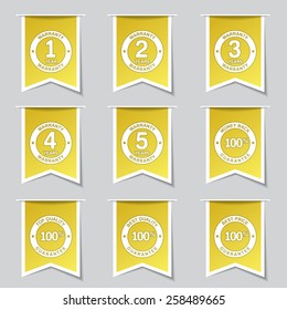 Warranty Guarantee Seal Label Vector Yellow Icon Design Set