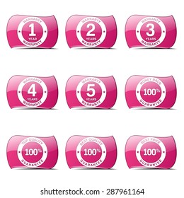 Warranty Guarantee Seal Pink Vector Button Icon Design Set