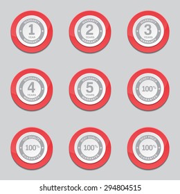 Warranty Guarantee Seal Red Vector Button Icon Design Set