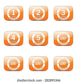 Warranty Guarantee Seal Square Vector Orange Icon Design Set