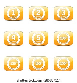 Warranty Guarantee Seal Square Vector Yellow Icon Design Set
