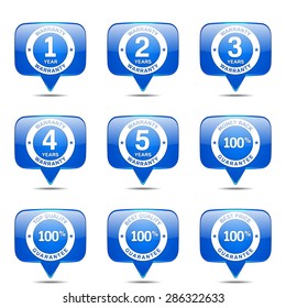 Warranty Guarantee Seal Square Vector Blue Icon Design Set