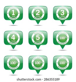 Warranty Guarantee Seal Square Vector Green Icon Design Set