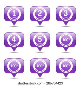 Warranty Guarantee Seal Square Vector Violet Icon Design Set